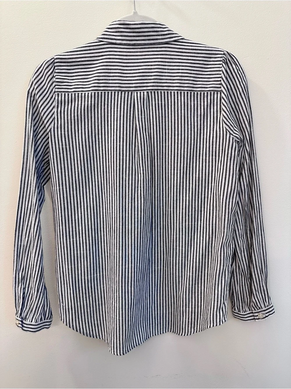 Madewell Puff Sleeve Button Down Shirt White Navy Stripe XS Top
